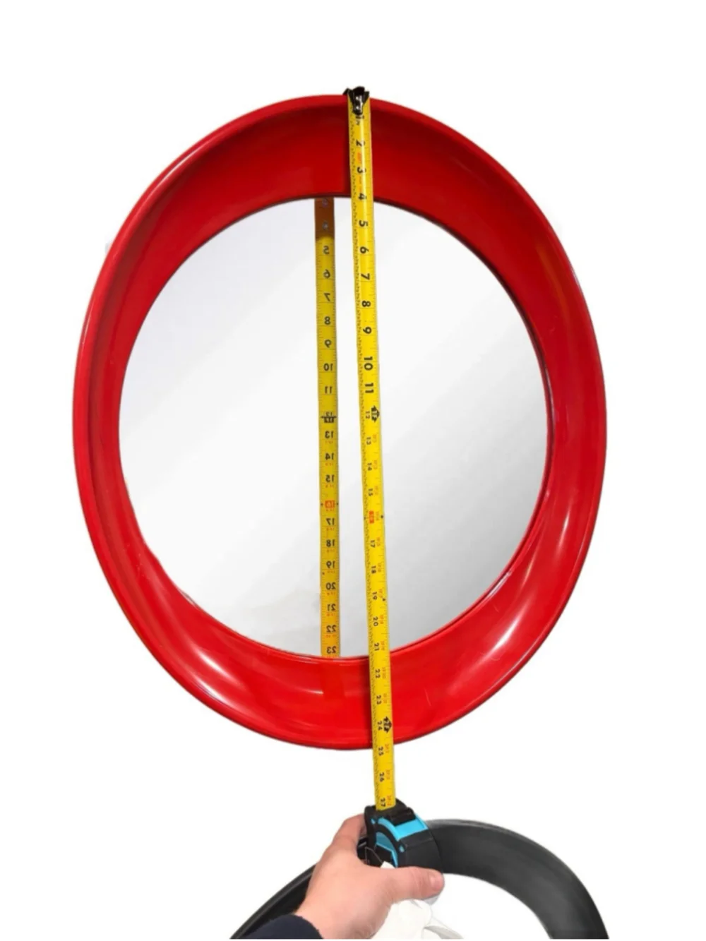 Vtg Space Age Postmodern Round Plastic Wall Mirror Set Red Black 80s MCM Decor